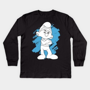 grouchy smurf Kids Long Sleeve T-Shirt